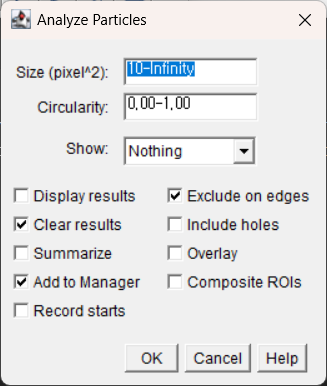 Analyze particles on blobs