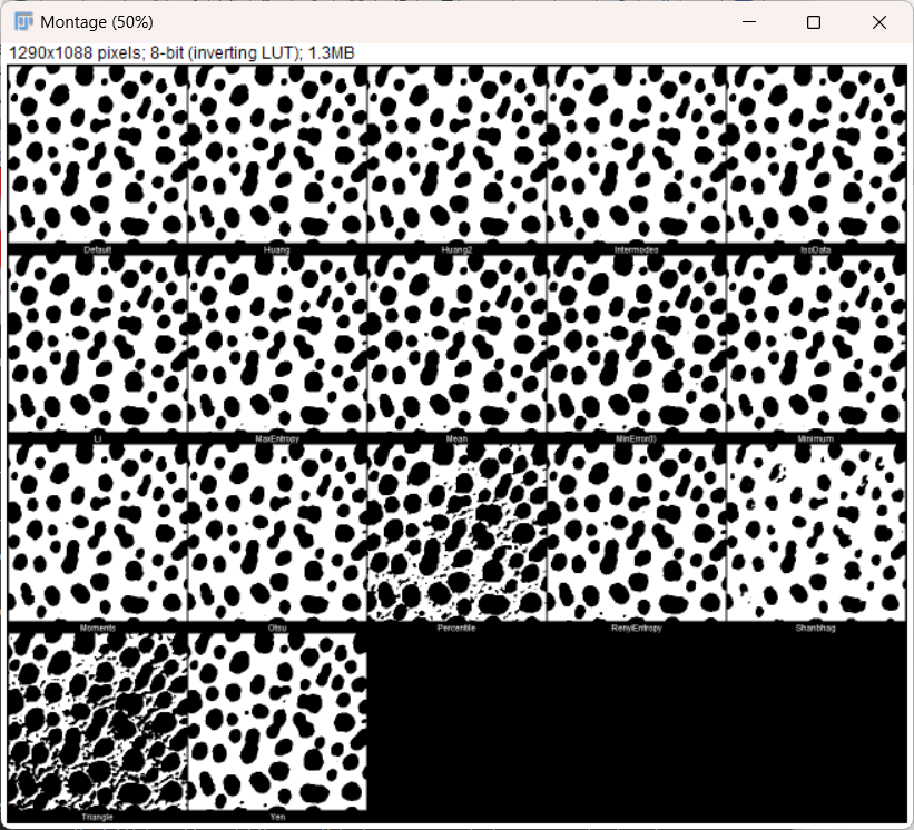 Seeing all the threshold options via Auto Threshold