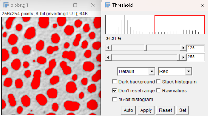Thresholding on blobs