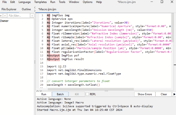 Deconvolution macro editor